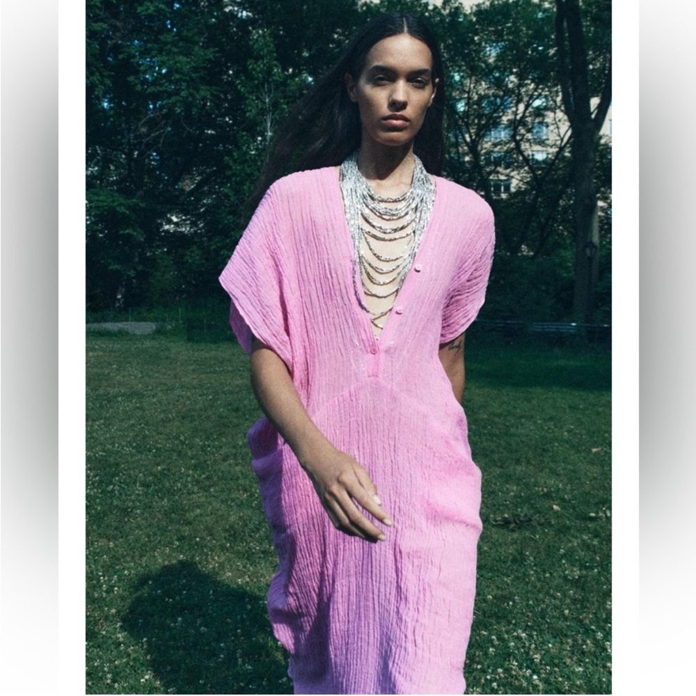 Zara 100% linen tunic dress zw collection